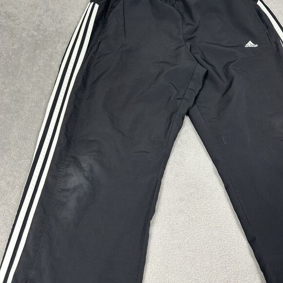 VTG Y2K Adidas Track Pants Men's Large Wide Leg Baggy Joggers Black White Sweats - Picture 6 of 15